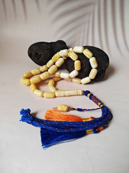 Natural Royal White Barrel Shape Tasbih 33 Beads
