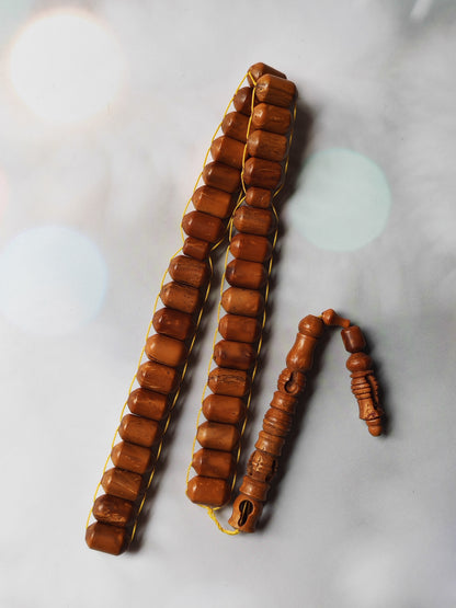 Flat-Shaped Kokka Seed Wood Rosary | 33 Beads