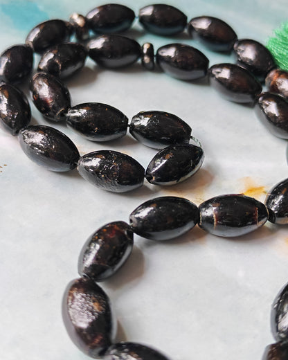 Antique Black Coral Tasbih | 33 Olive-Shaped Beads | Red Sea Origin | Lightweight Daily Use