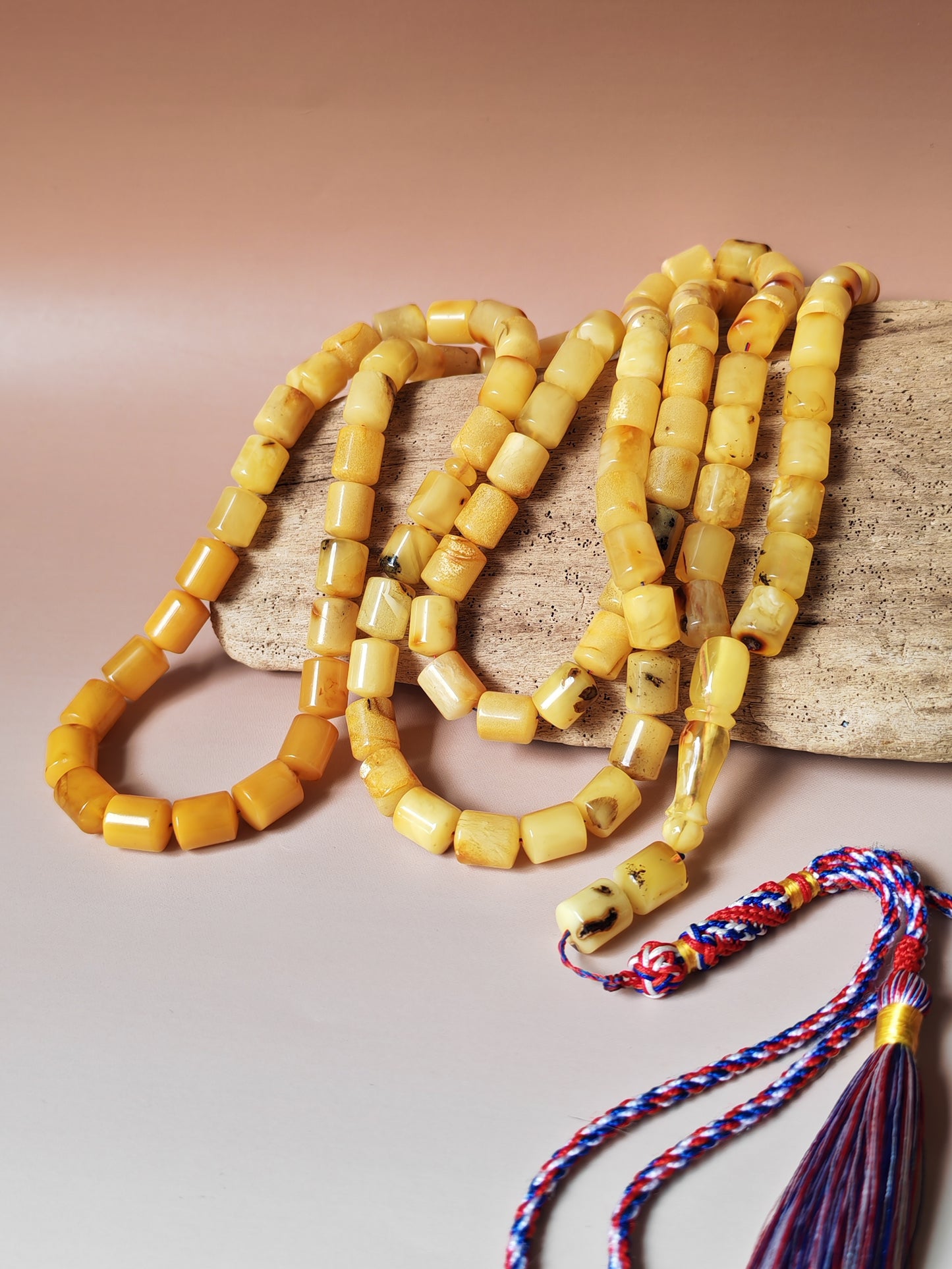 Raw Multicolor Amber Rosary – 99 Barrel Beads | Extra Long Daily-Use Piece
