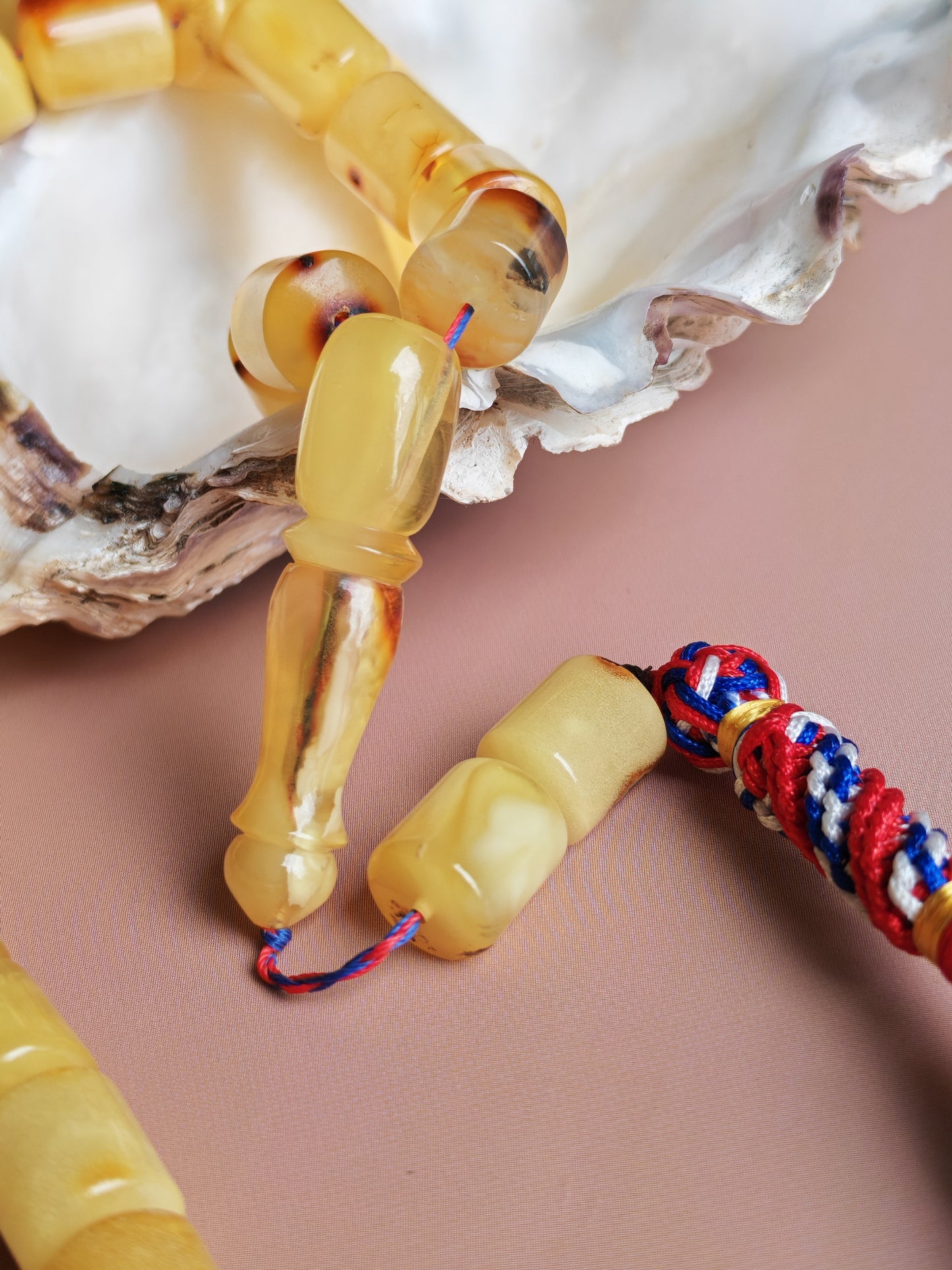 Raw Multicolor Amber Rosary – 99 Barrel Beads | Extra Long Daily-Use Piece