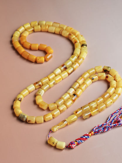 Raw Multicolor Amber Rosary – 99 Barrel Beads | Extra Long Daily-Use Piece
