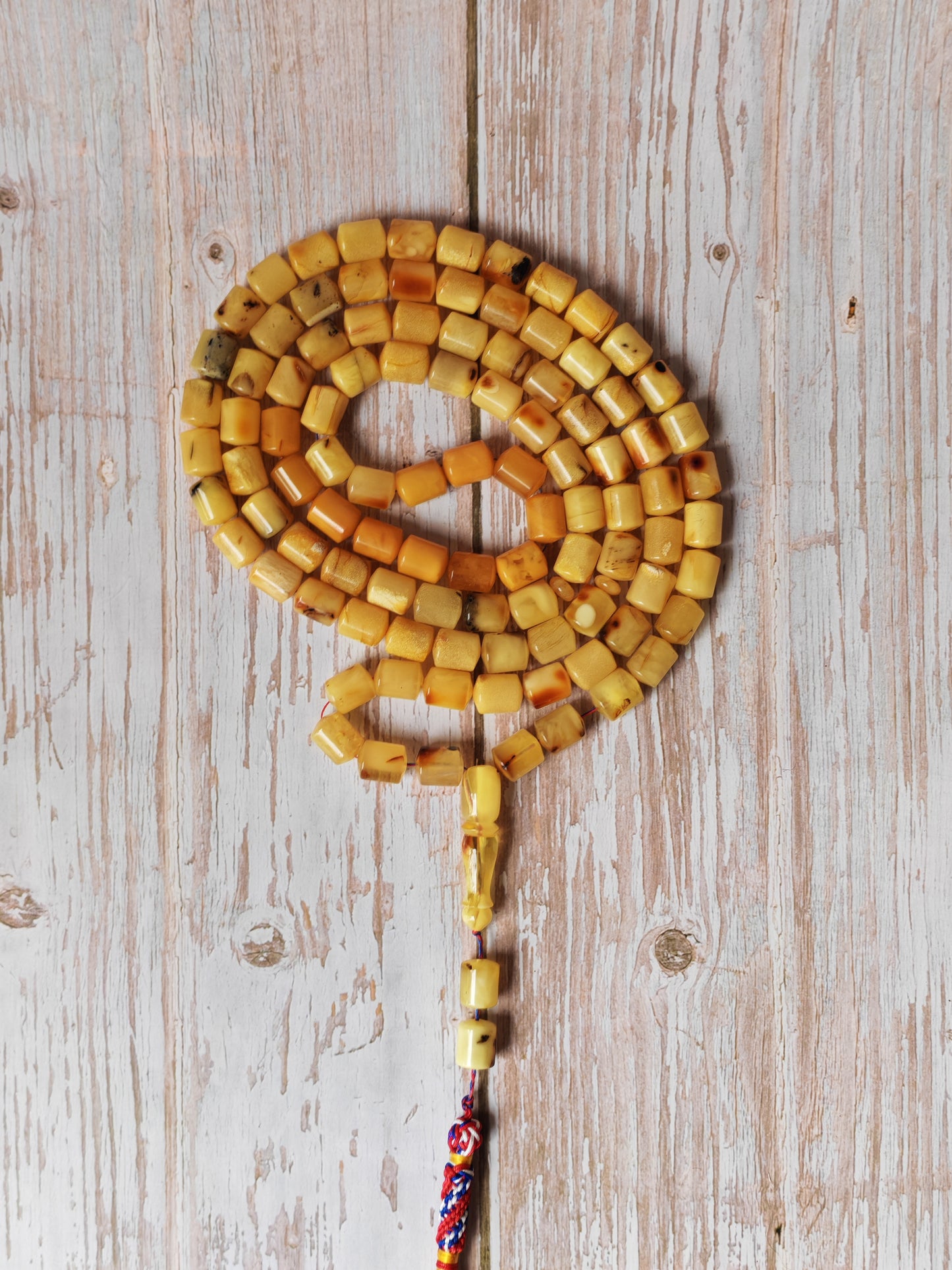 Raw Multicolor Amber Rosary – 99 Barrel Beads | Extra Long Daily-Use Piece