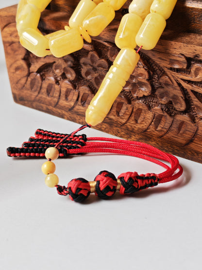 Natural Tiger Pattern Barrel Shape Pocket Size Amber Misbah | 42 Beads