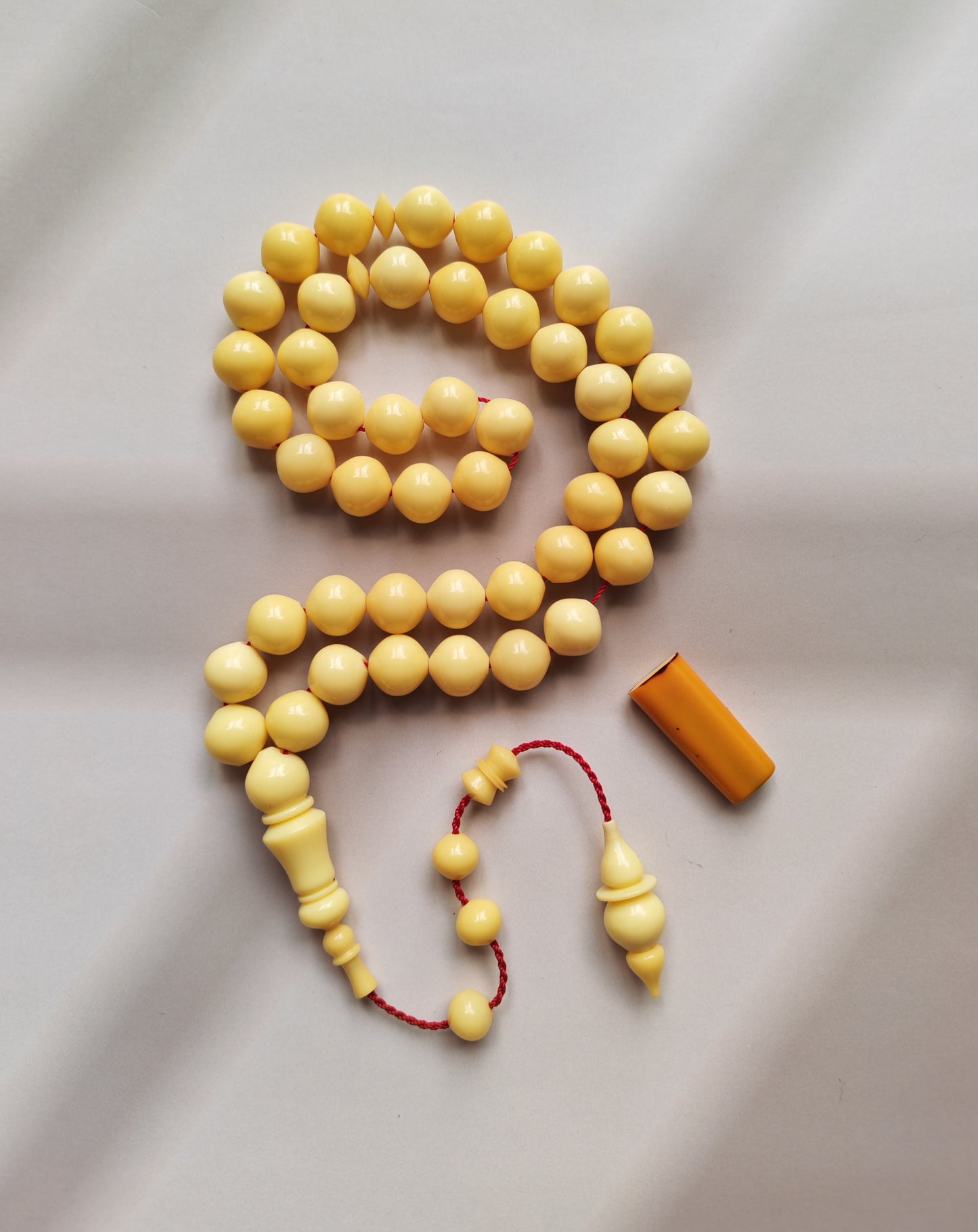 COLOR CHANGE UPDATE | Ivory Cream Bakelite Tasbih – 45 Beads, Rare Istanbul Shape
