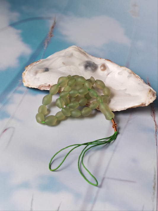 Natural Mint Green Shah Maqsood Tasbih 33 Beads Olive Shape