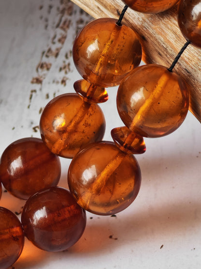 Antique Melted Baltic Amber Rosary | Kaliningrad Origin | Jumbo Size | 47 Beads