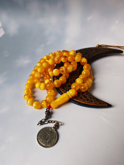 Half-Half Pattern Amber Rosary | 75 Beads