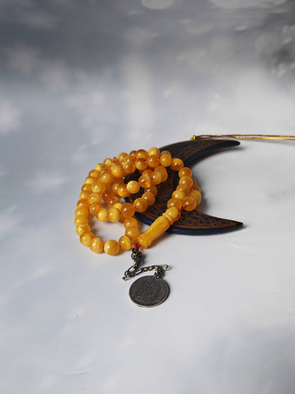Half-Half Pattern Amber Rosary | 75 Beads