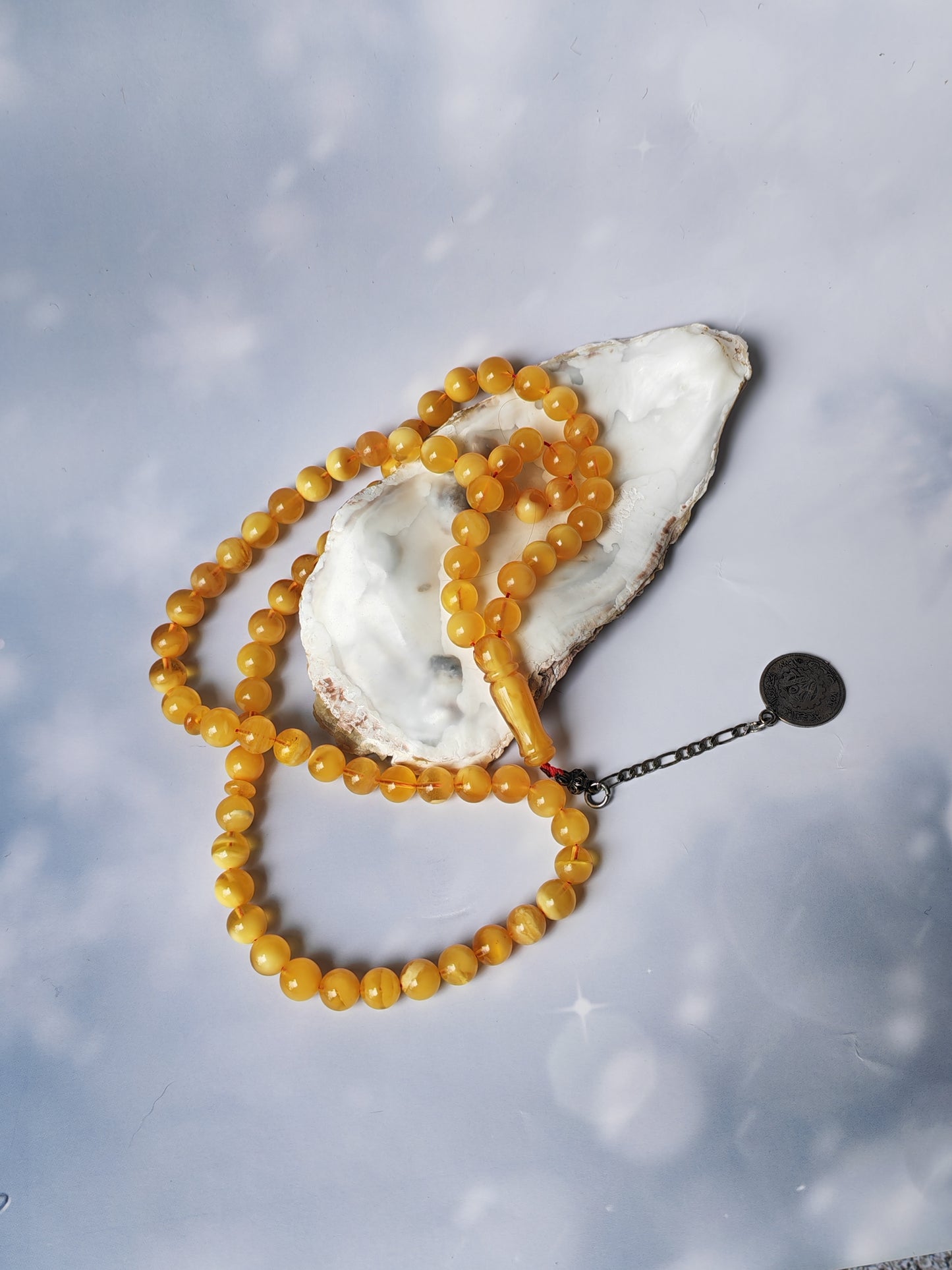 Half-Half Pattern Amber Rosary | 75 Beads