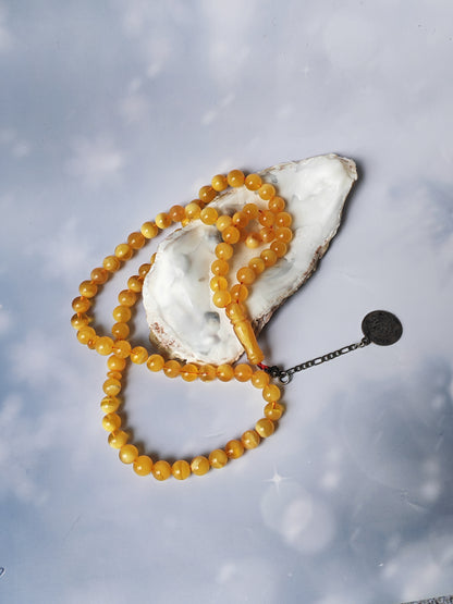 Half-Half Pattern Amber Rosary | 75 Beads