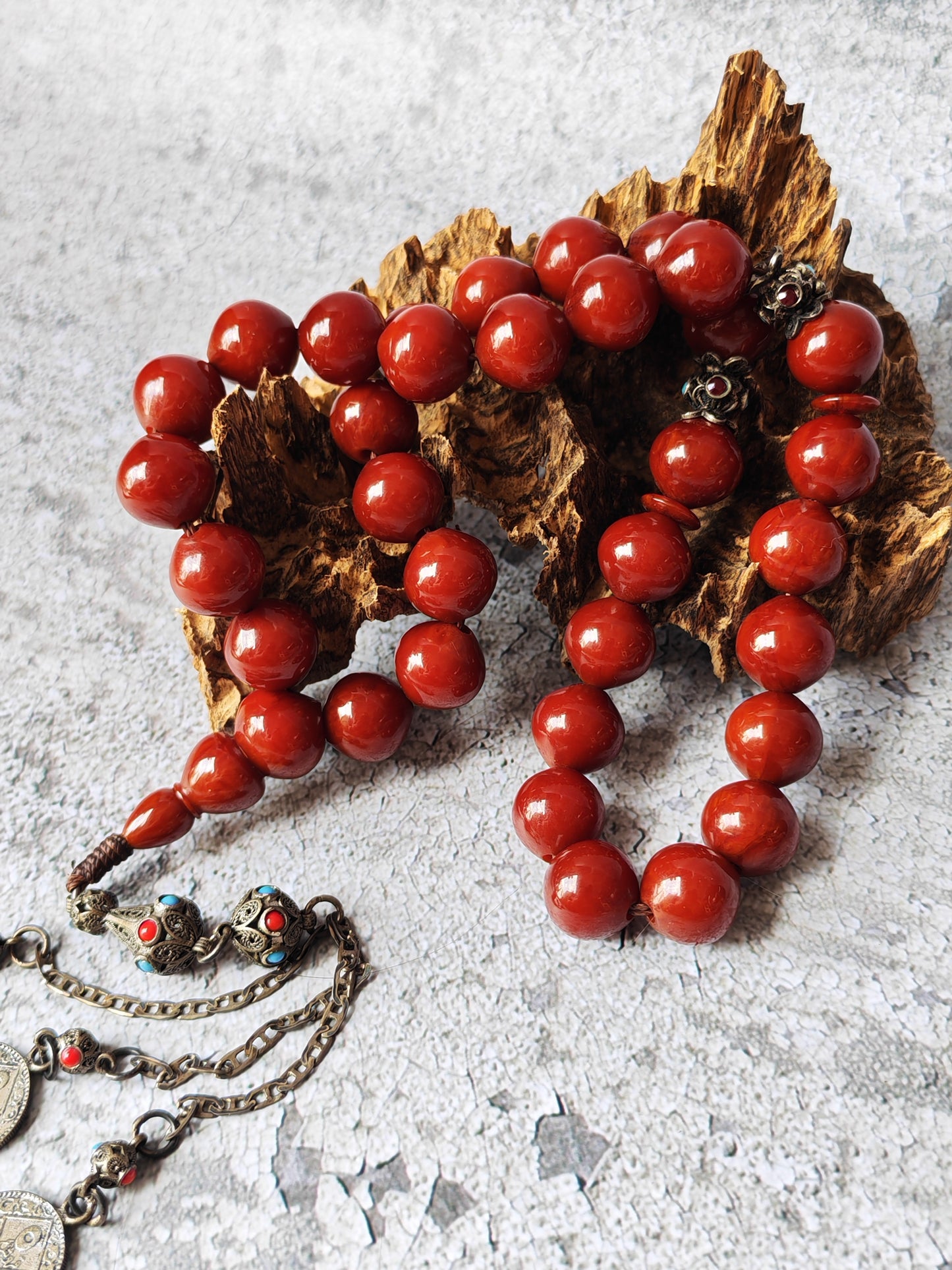 Antique European Bakelite Rosary | Two-Piece Imam | Dark Brown | 90 g | 33 Beads