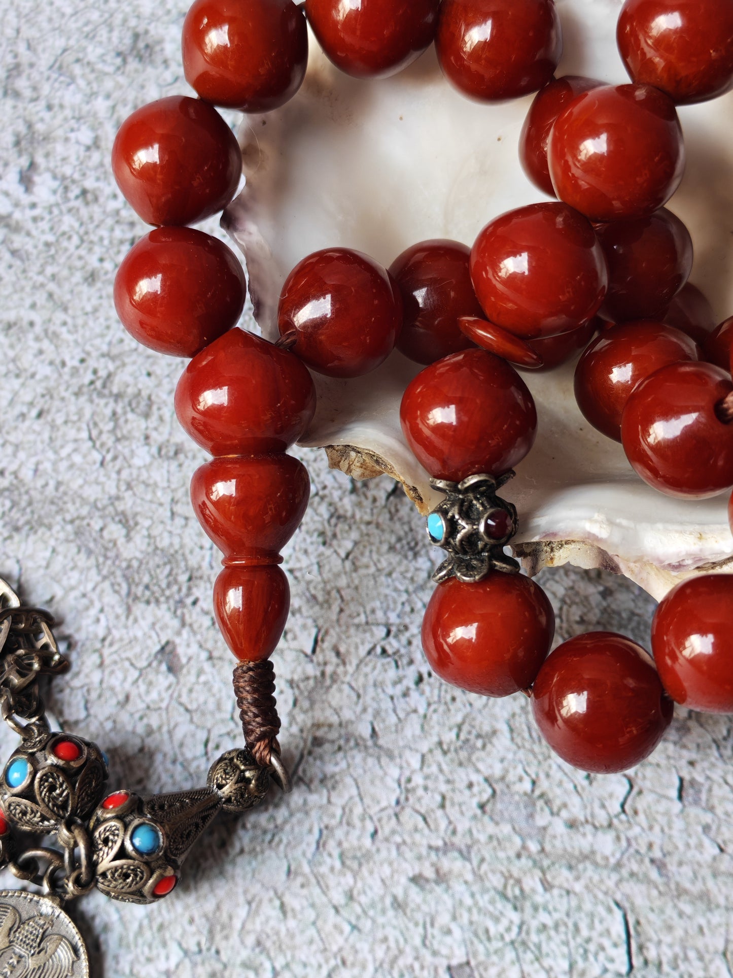 Antique European Bakelite Rosary | Two-Piece Imam | Dark Brown | 90 g | 33 Beads