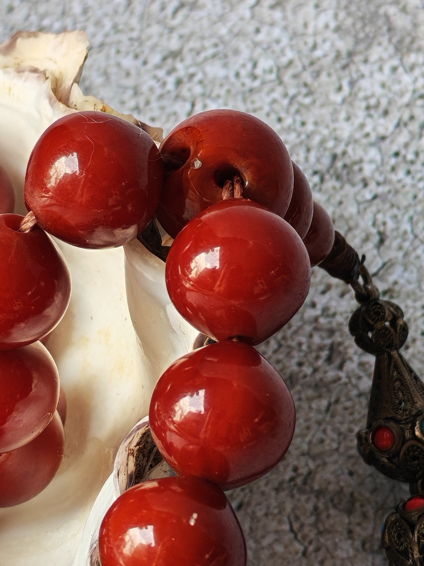 Antique European Bakelite Rosary | Two-Piece Imam | Dark Brown | 90 g | 33 Beads