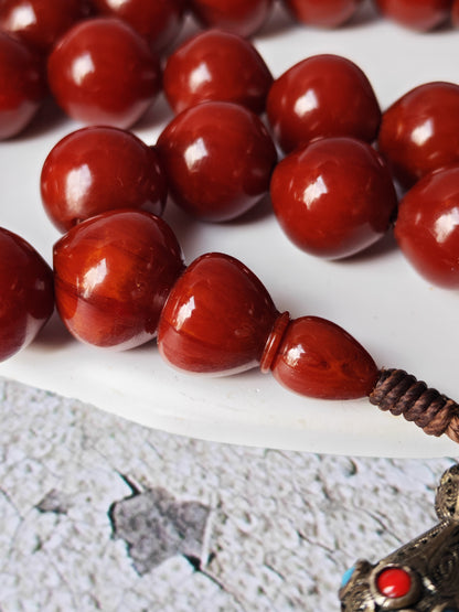 Antique European Bakelite Rosary | Two-Piece Imam | Dark Brown | 90 g | 33 Beads