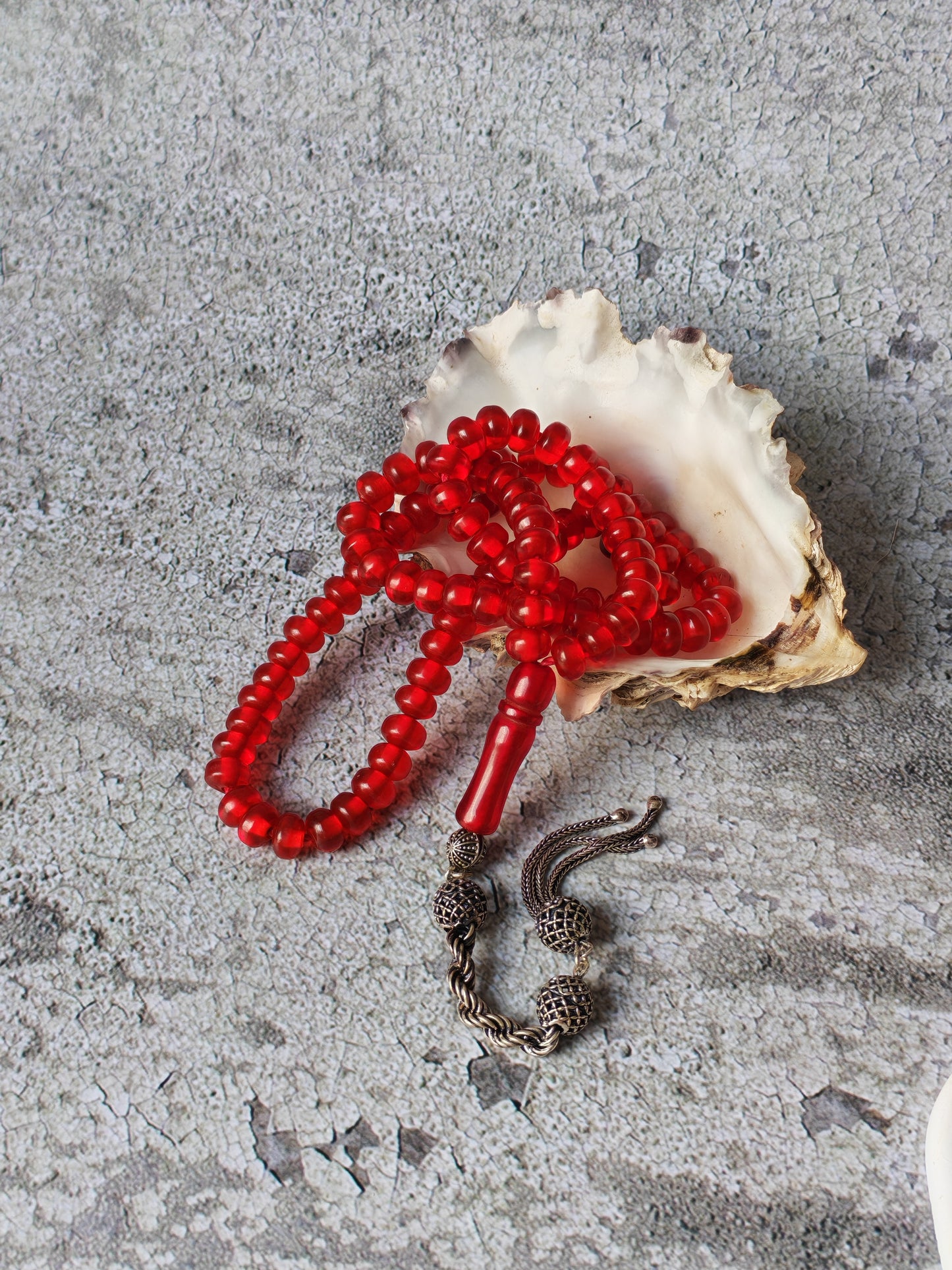 Antique German Bakelite Rosary | Red Donut Beads | 99 Beads