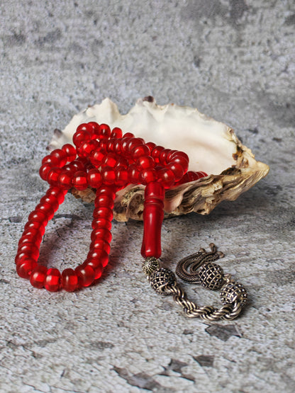 Antique German Bakelite Rosary | Red Donut Beads | 99 Beads