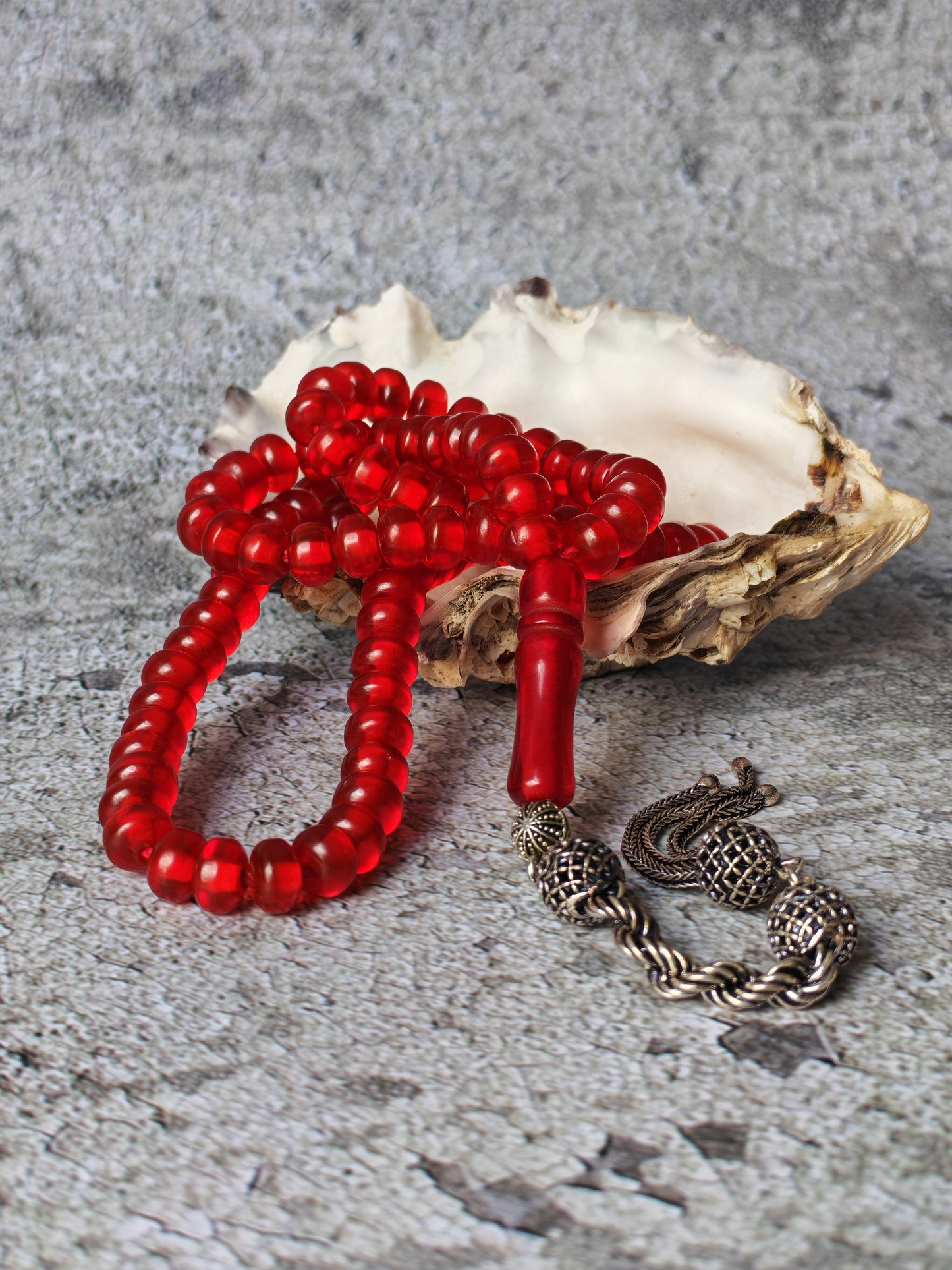 Antique German Bakelite Rosary | Red Donut Beads | 99 Beads