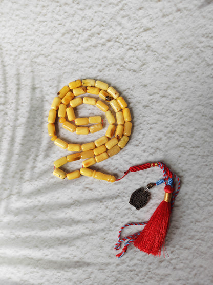 Raw Multicolor Amber Rosary – 45 Barrel Beads