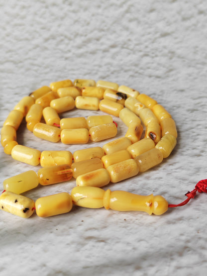 Raw Multicolor Amber Rosary – 45 Barrel Beads