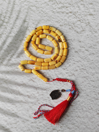 Raw Multicolor Amber Rosary – 45 Barrel Beads