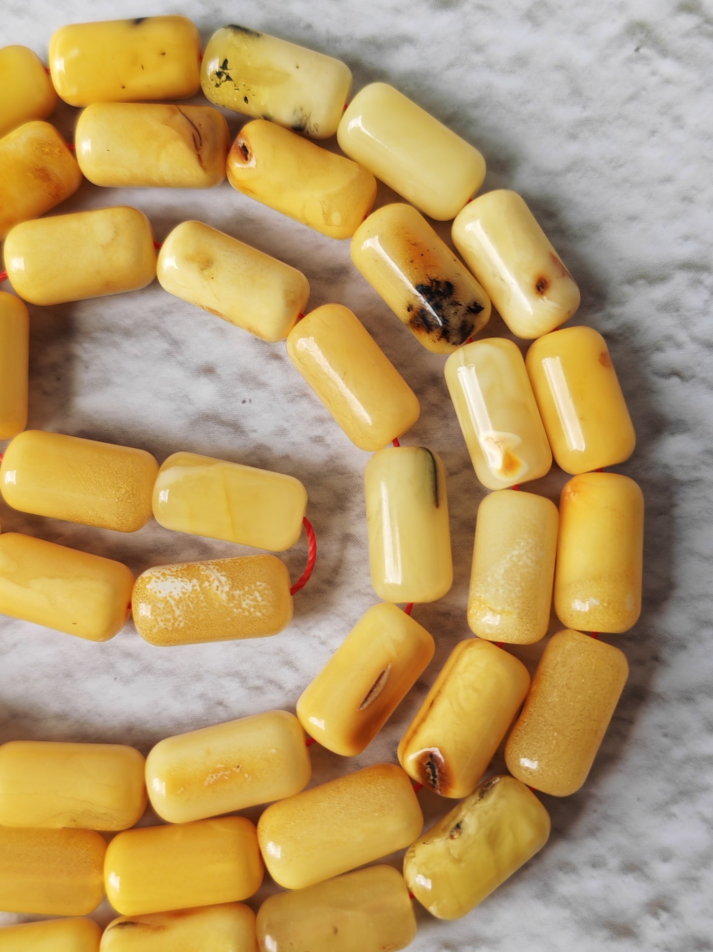 Raw Multicolor Amber Rosary – 45 Barrel Beads