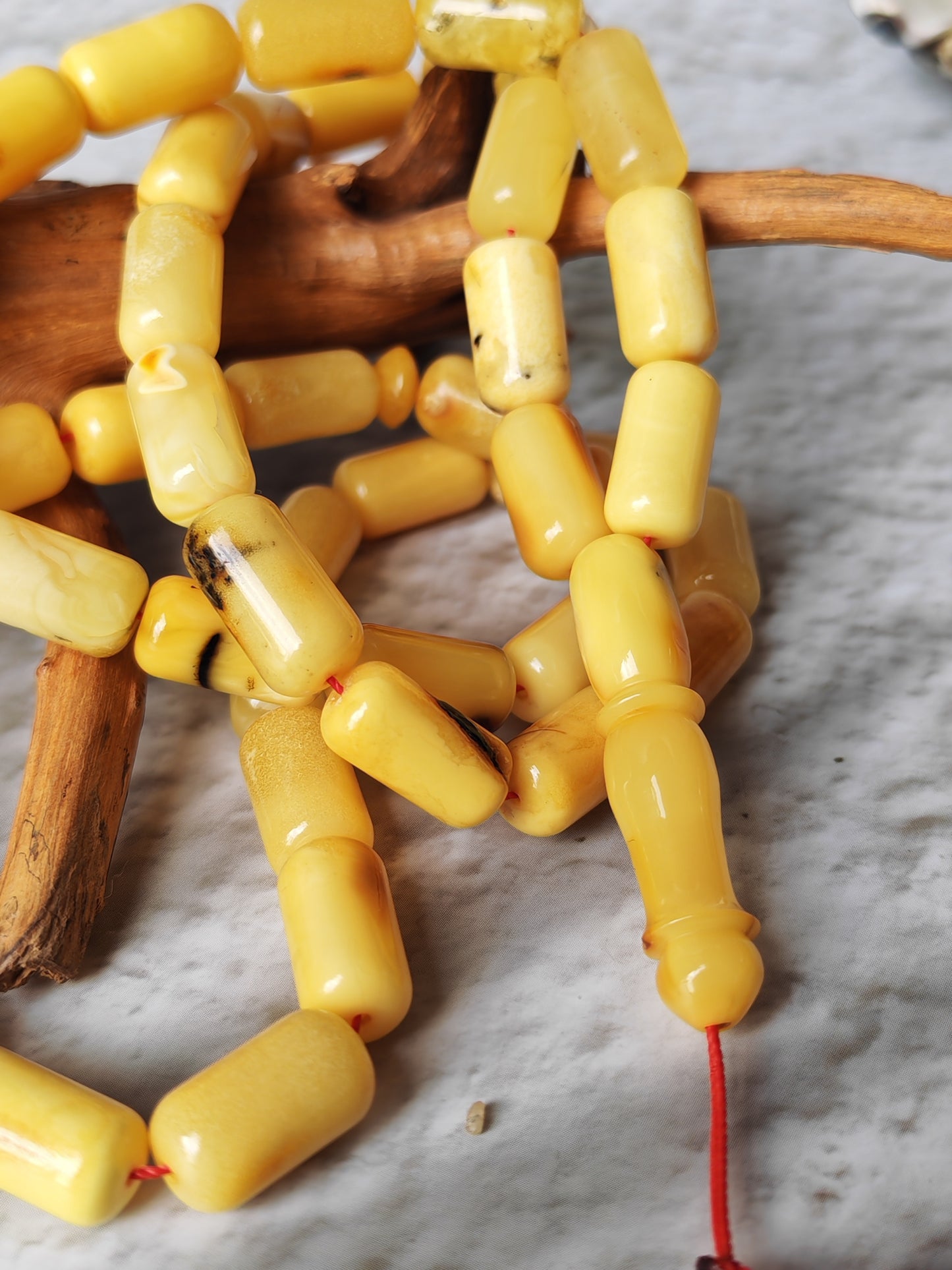 Raw Multicolor Amber Rosary – 45 Barrel Beads