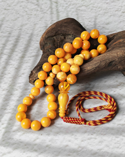 Antique Natural Aged White, Honey Marble Amber Rosary 39 Beads
