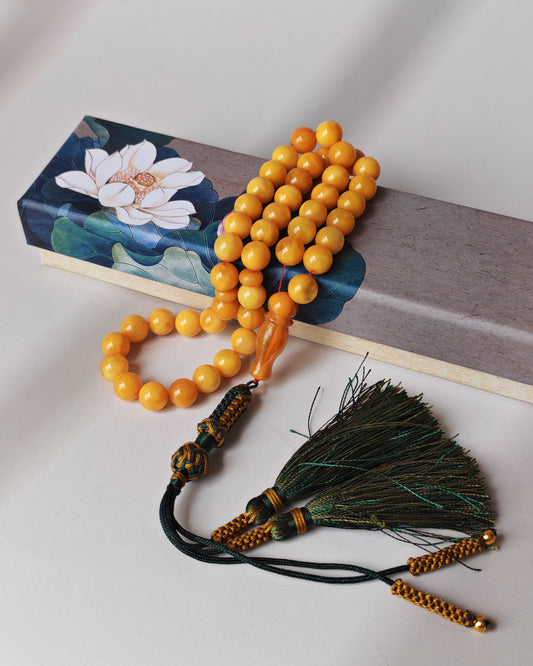 Natural Antique Aged Butterscotch Amber Misbah 45 Beads Pocket Size