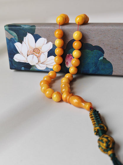 Natural Antique Aged Butterscotch Amber Misbah 45 Beads Pocket Size