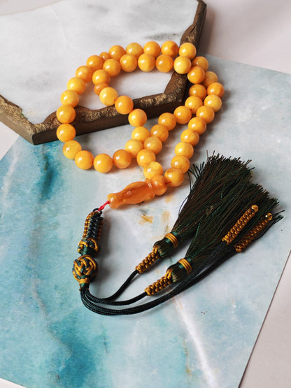 Natural Antique Aged Butterscotch Amber Misbah 45 Beads Pocket Size