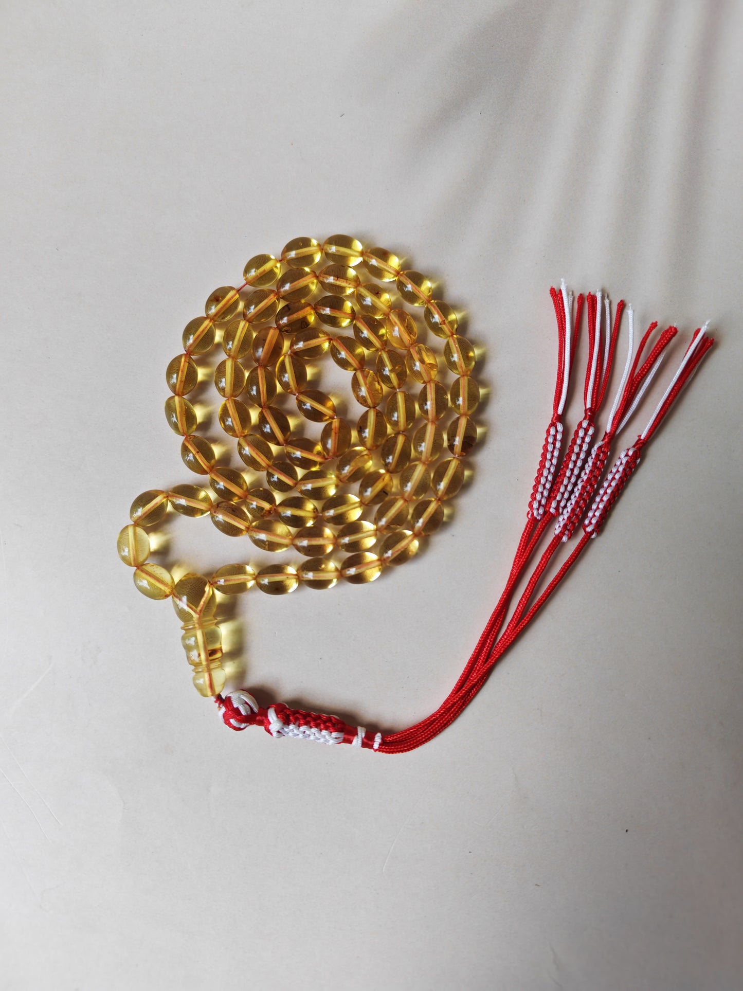 Transparent Micro Citron Amber Rosary – 66 Small Olive Beads