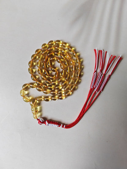 Transparent Micro Citron Amber Rosary – 66 Small Olive Beads