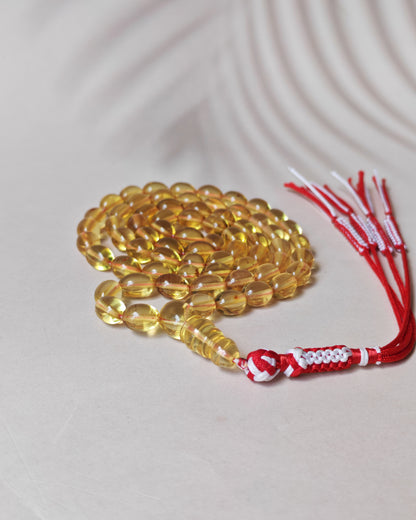 Transparent Micro Citron Amber Rosary – 66 Small Olive Beads