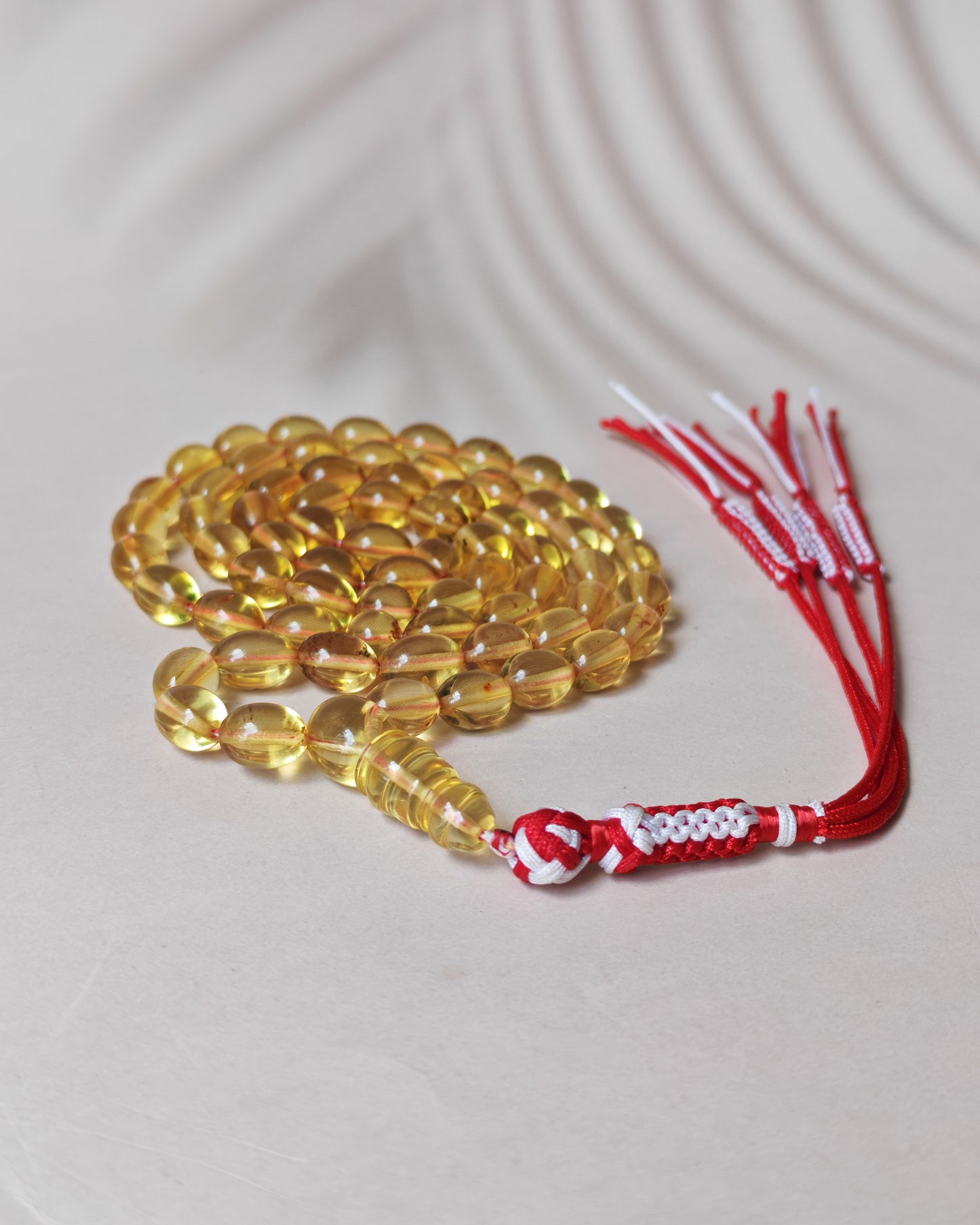 Transparent Micro Citron Amber Rosary – 66 Small Olive Beads