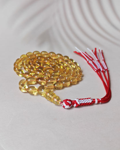 Transparent Micro Citron Amber Rosary – 66 Small Olive Beads