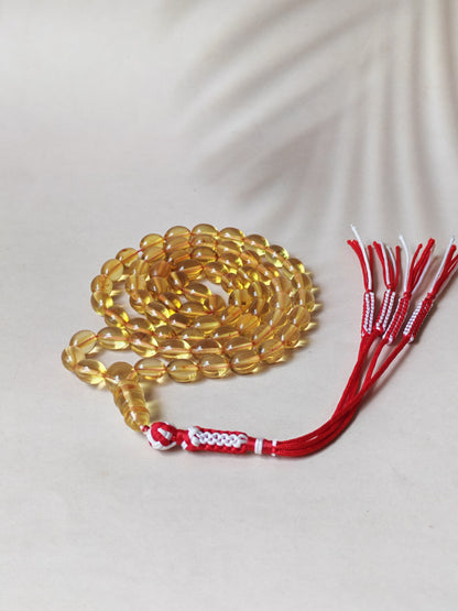 Transparent Micro Citron Amber Rosary – 66 Small Olive Beads