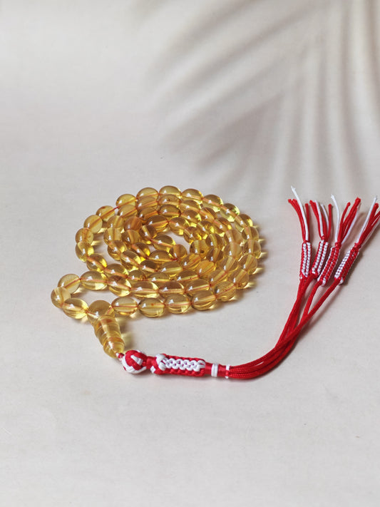 Transparent Micro Citron Amber Rosary – 66 Small Olive Beads