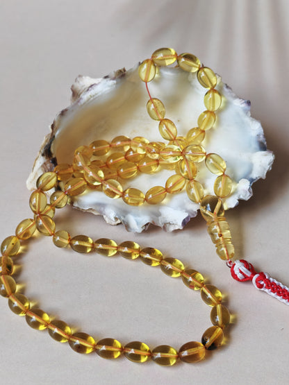 Transparent Micro Citron Amber Rosary – 66 Small Olive Beads