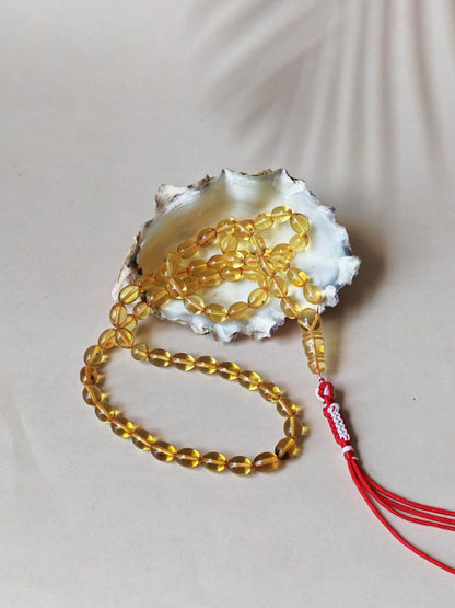 Transparent Micro Citron Amber Rosary – 66 Small Olive Beads