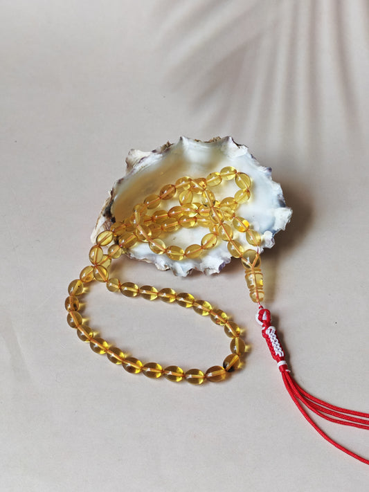 Transparent Micro Citron Amber Rosary – 66 Small Olive Beads