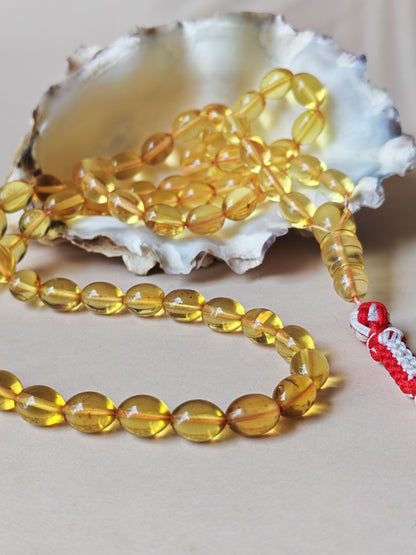 Transparent Micro Citron Amber Rosary – 66 Small Olive Beads