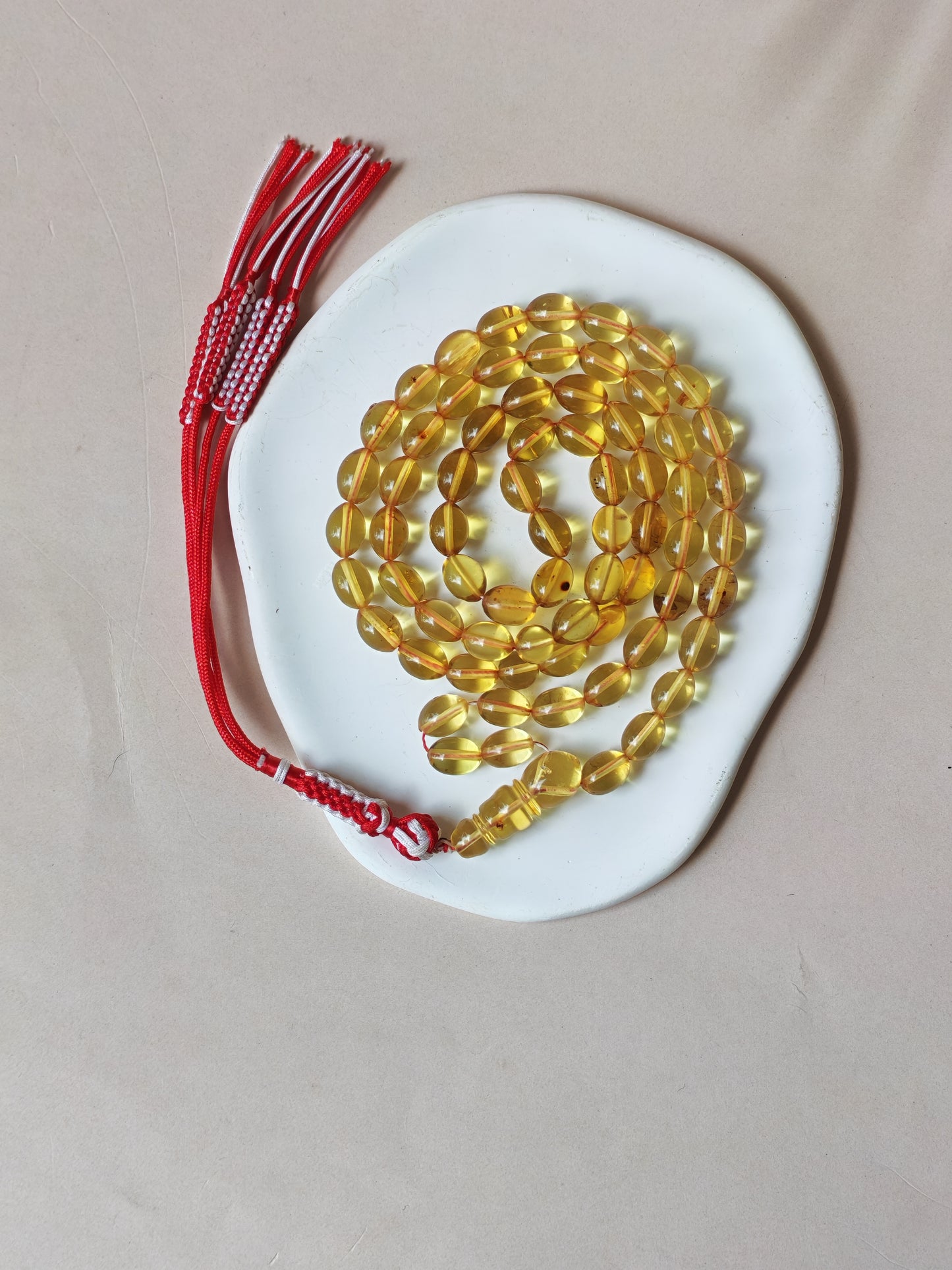 Transparent Micro Citron Amber Rosary – 66 Small Olive Beads