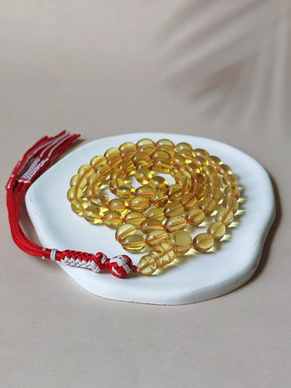 Transparent Micro Citron Amber Rosary – 66 Small Olive Beads