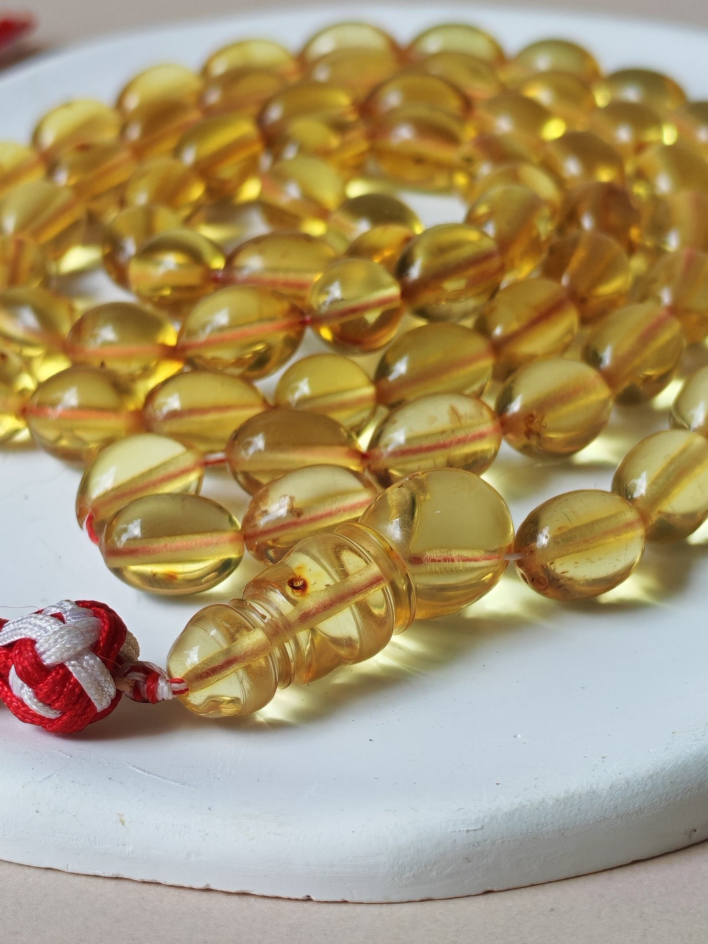 Transparent Micro Citron Amber Rosary – 66 Small Olive Beads