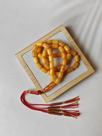 Small Aged Butterscotch & Honey Amber Rosary – 45 Barrel Shape Beads