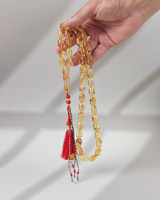 Natural Transparent Citron Amber Rosary – 42 Beads | Everyday Use