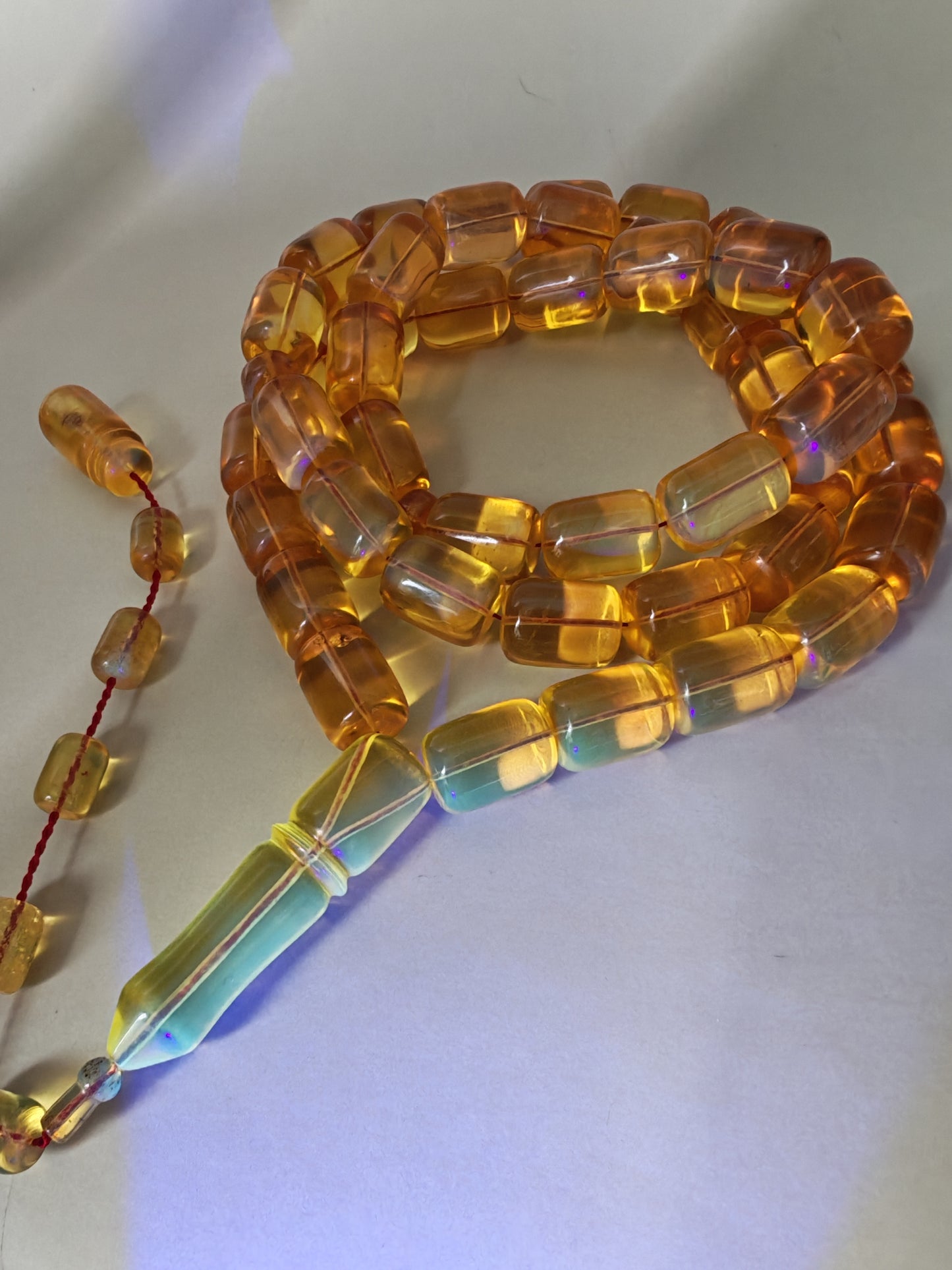 Natural Dominican Amber Rosary – Olive Oil Green with Green Reflections 45 Beads