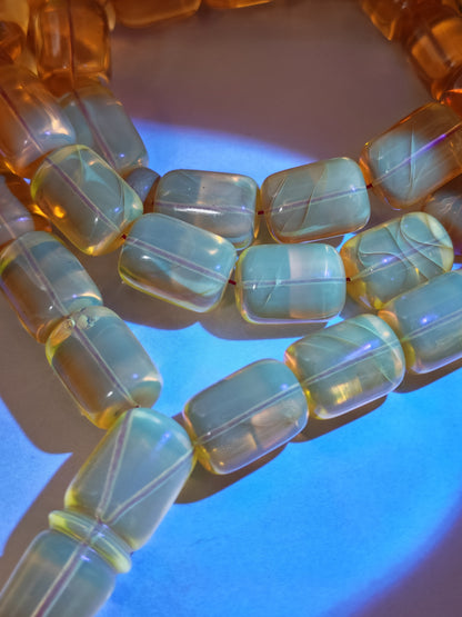 Natural Dominican Amber Rosary – Olive Oil Green with Green Reflections 45 Beads