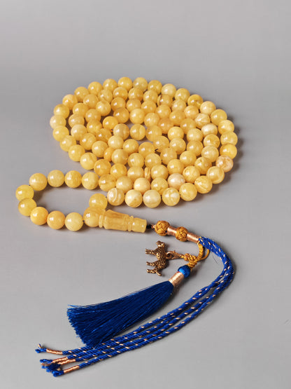 Butterscotch Honey Amber Misbah 99 Beads – 11mm Round Beads, Ultra Long